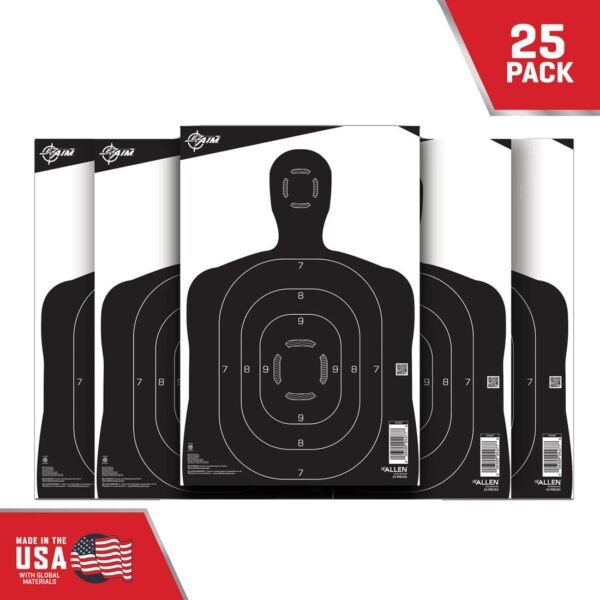 Allen EZ Aim Paper Silhouette Target 12x18 Black & White 25/ct - Precision Shot Firearms