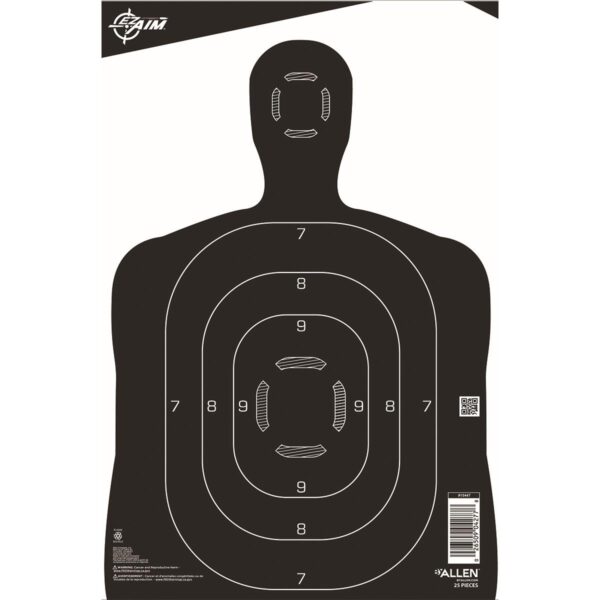 Allen EZ Aim Paper Silhouette Target 12x18 Black & White 25/ct - Precision Shot Firearms