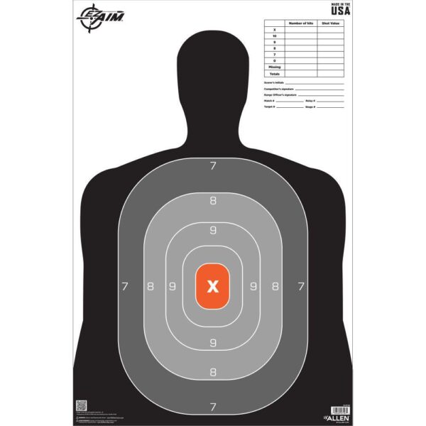 Allen EZ Aim B27 Pro Silhouette Paper Target 23" x 35" 50/ct - Precision Shot Firearms