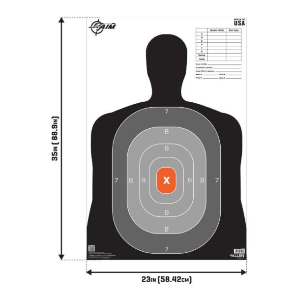 Allen EZ Aim B27 Pro Silhouette Paper Target 23" x 35" 50/ct - Precision Shot Firearms