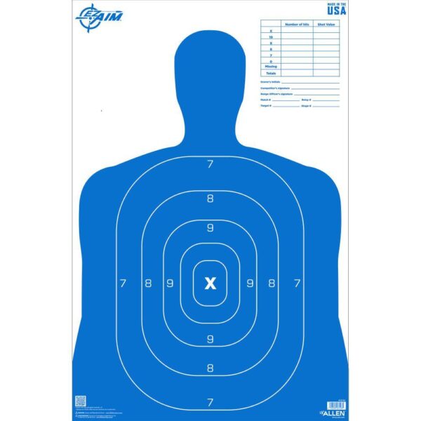 Allen EZ Aim B27 Pro Silhouette Paper Target Blue 23" x 35" 50/ct - Precision Shot Firearms