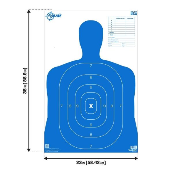 Allen EZ Aim B27 Pro Silhouette Paper Target Blue 23" x 35" 50/ct - Precision Shot Firearms