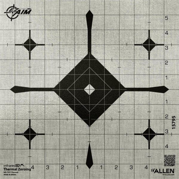 Allen EZ Aim Thermal ID Grid Bullseye Paper Target 12" x 12" - Gray - Precision Shot Firearms