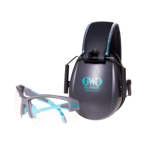 Allen Girls With Guns Assure Protective Safety Glasses & Earmuffs Combo Set Gray/Teal/Black NRR - 23dB - Precision Shot Firearms