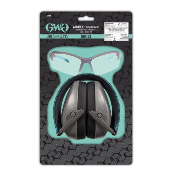 Allen Girls With Guns Assure Protective Safety Glasses & Earmuffs Combo Set Gray/Teal/Black NRR - 23dB - Precision Shot Firearms