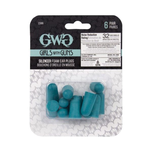 Girls With Guns Silencer Foam Earplugs 32 dB NRR 6-Pairs per Pack - Teal - Precision Shot Firearms