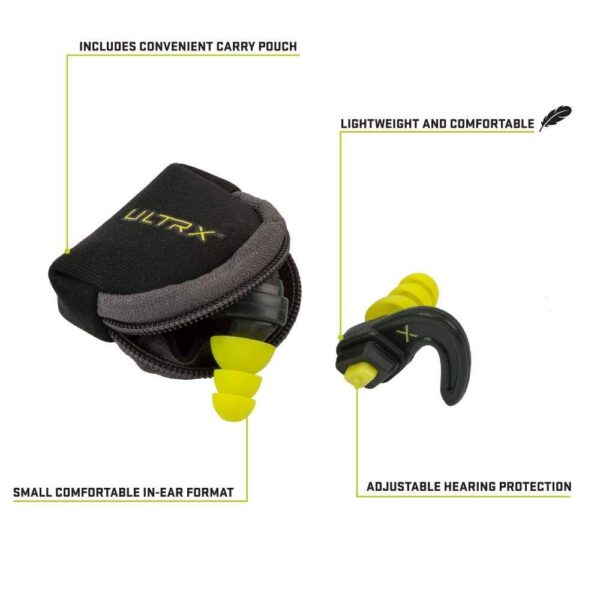 Allen ULTRX Shift Adjustable Protecion Ear Plugs 12dB/25dB Yellow Grey - Precision Shot Firearms