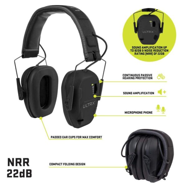 Allen ULTRX Bionic Electronic Earmuff 22dB Midnight Grey - Precision Shot Firearms