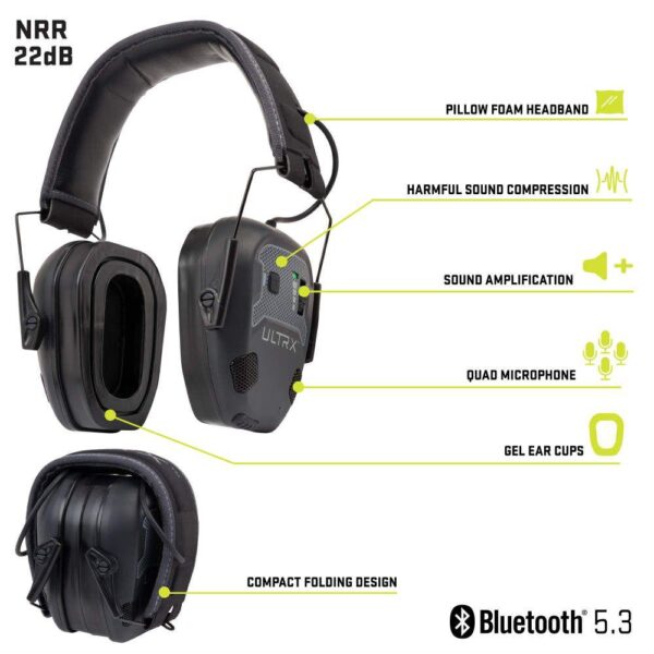 Allen ULTRX Bionic Fuse Bluetooth Electronic Earmuff 22dB Midnight Grey - Precision Shot Firearms
