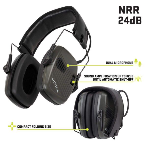 Allen ULTRX Stereo Electronic Ear Muffs 24dB Olive - Precision Shot Firearms