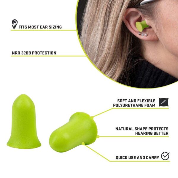 Allen ULTRX Tapered Foam Ear Plugs 32dB Lime 6 Pairs - Precision Shot Firearms