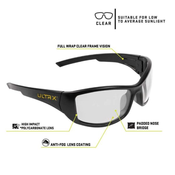 Allen ULTRX Sync Safety Glasses Black with Clear Lenses - Precision Shot Firearms