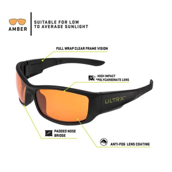 Allen ULTRX Sync Safety Glasses Black with Amber Lenses - Precision Shot Firearms