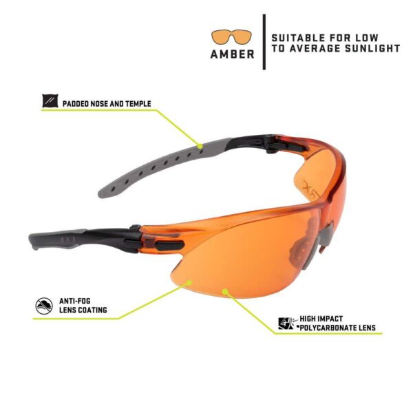 Allen ULTRX Keen Safety Glasses Black with Amber Lenses - Precision Shot Firearms