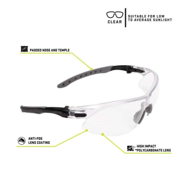 Allen ULTRX Keen Safety Glasses Black with Clear Lenses - Precision Shot Firearms