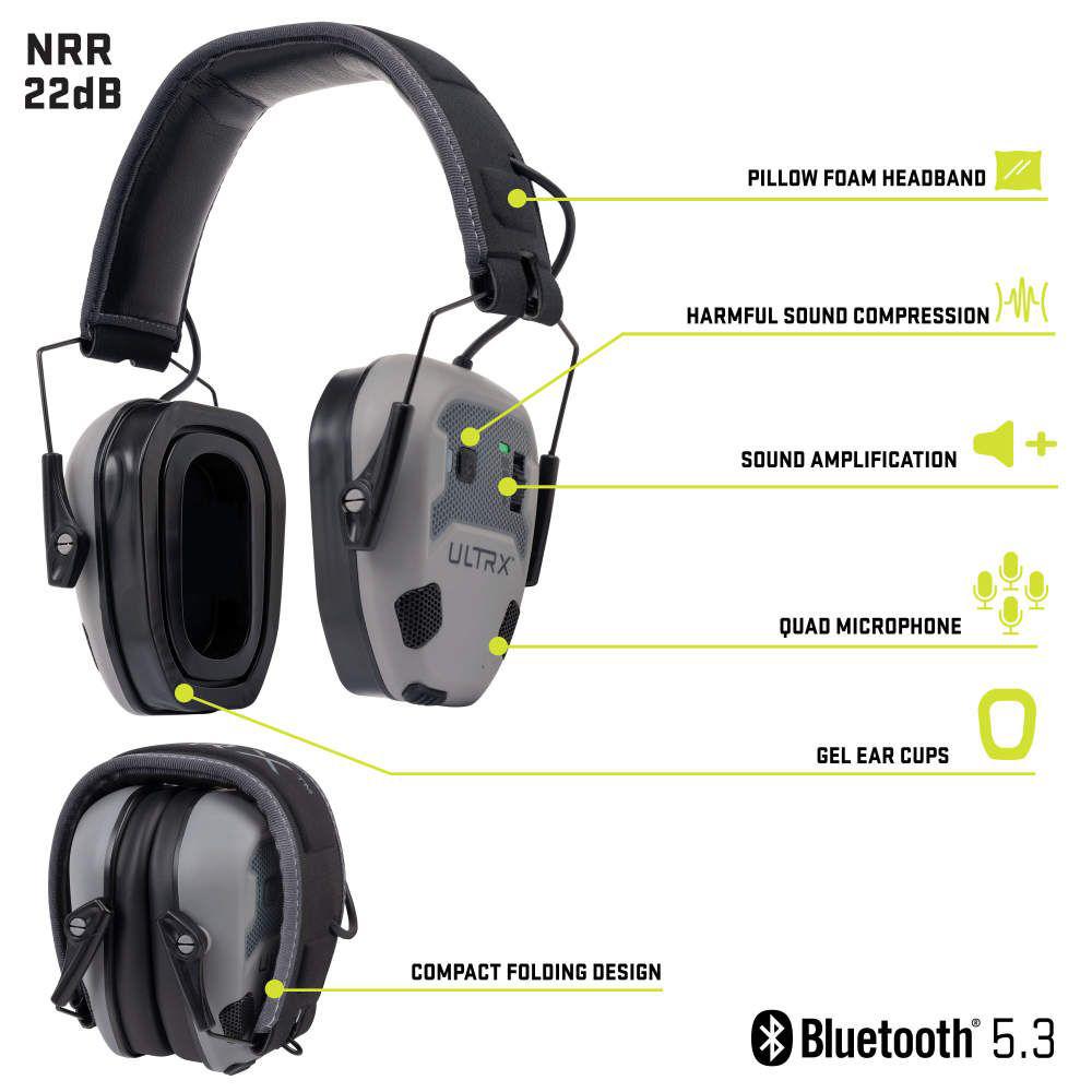 Allen ULTRX Bionic Fuse Bluetooth Electronic Ear Muffs 22dB Cement Grey - Precision Shot Firearms