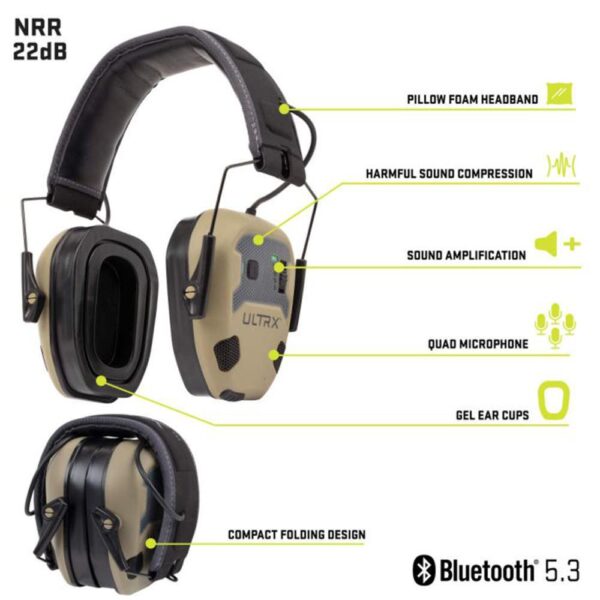 Allen ULTRX Bionic Fuse Electronic Ear Muffs 22dB FDE - Precision Shot Firearms
