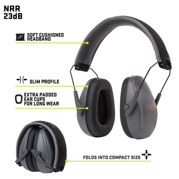 Allen ULTRX Slim Profile Passive Ear Muffs 23dB Grey - Precision Shot Firearms