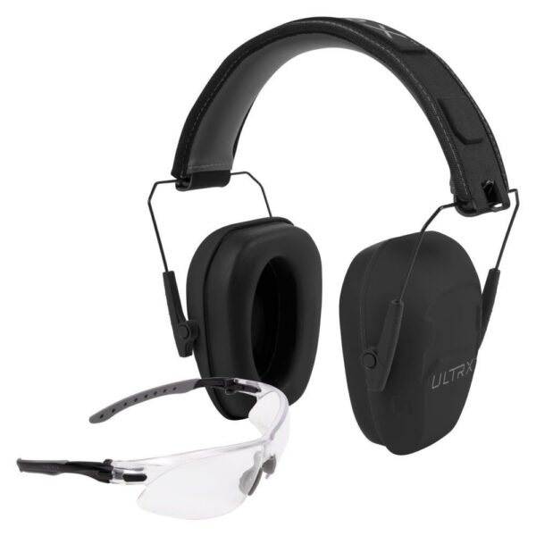 Allen ULTRX Shield Ear & Eye Combo Passive Earmuff 23dB Midnight Grey Shooting Glasses Clear - Precision Shot Firearms