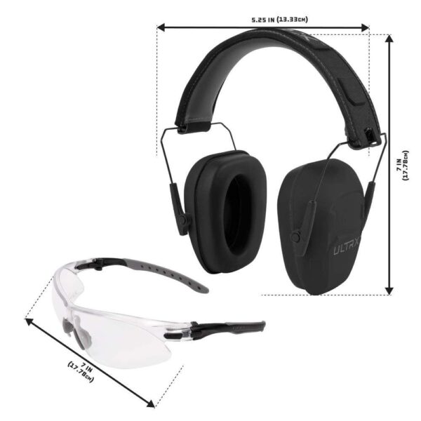 Allen ULTRX Shield Ear & Eye Combo Passive Earmuff 23dB Midnight Grey Shooting Glasses Clear - Precision Shot Firearms