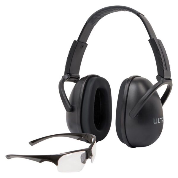 Allen ULTRX Blocker Eye & Ear Protection Combo Passive Ear Muffs 23dB Black Shooting Glasses Clear with Black Frames - Precision Shot Firearms