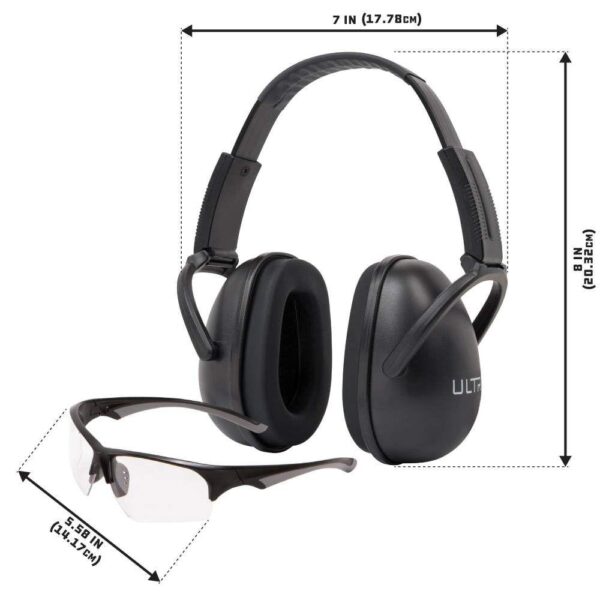 Allen ULTRX Blocker Eye & Ear Protection Combo Passive Ear Muffs 23dB Black Shooting Glasses Clear with Black Frames - Precision Shot Firearms