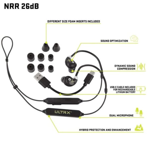 Allen ULTRX Bionic Fuse Bluetooth Around the Neck Electronic Ear Buds 26dB Black - Precision Shot Firearms