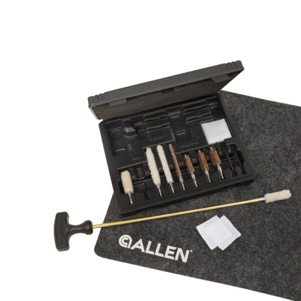 Allen Krome Compact Handgun Cleaning Kit .22 .38 9mm 357 .44 &.45 Cal. 14-Pieces Black - Precision Shot Firearms