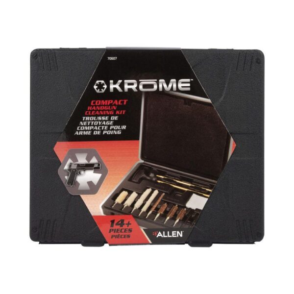 Allen Krome Compact Handgun Cleaning Kit .22 .38 9mm 357 .44 &.45 Cal. 14-Pieces Black - Precision Shot Firearms