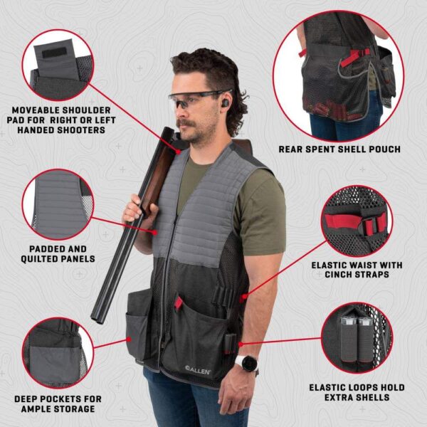 Allen Competitor Shooting Vest XL/2XL Grey - Precision Shot Firearms