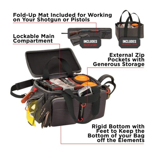 Allen Competitor Premium Molded Lockable Range Bag with Fold Up Gun Mat Grey - Precision Shot Firearms