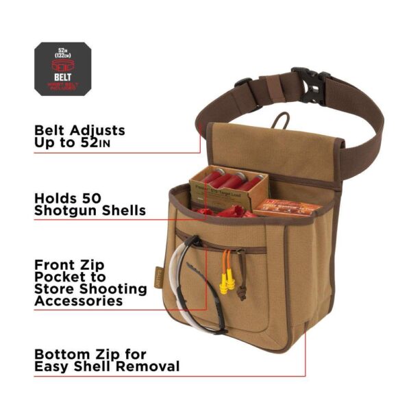 Allen Rival Double Compartment Shell Bag with 52" Belt Tan - Precision Shot Firearms