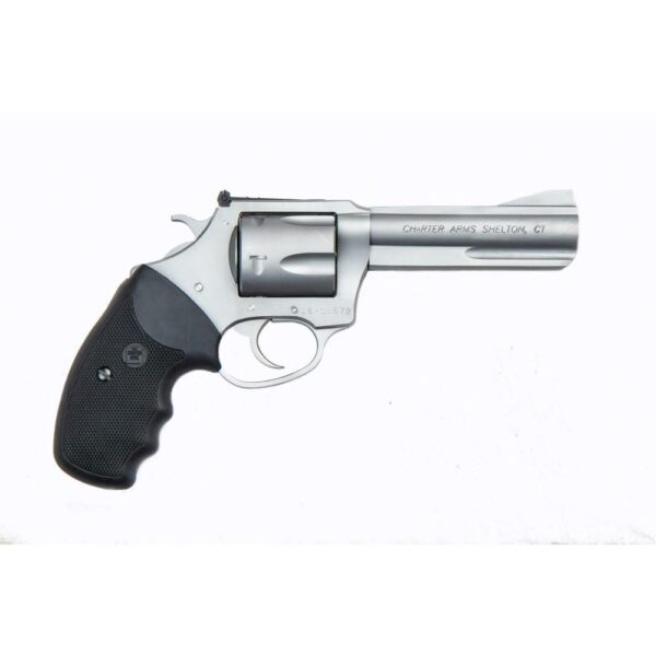 Charter Arms .357 Mag Pug Handgun .357 Mag 5rd Capacity 4.2" Barrel Silver with Full Size Black Grip REFURBISHED - Precision Shot Firearms