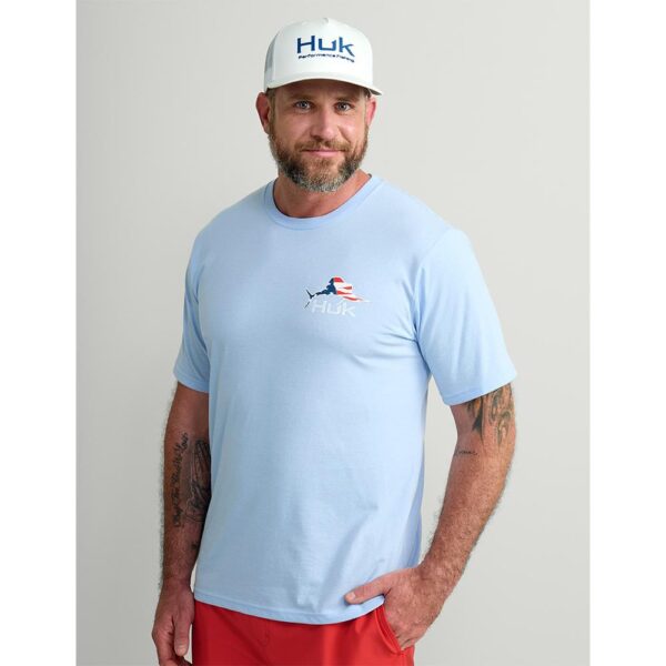 Huk Fish Flag Short Sleeve Shirt Marolina Blue L - Precision Shot Firearms