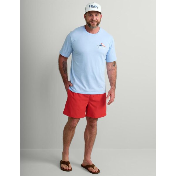 Huk Fish Flag Short Sleeve Shirt Marolina Blue L - Precision Shot Firearms
