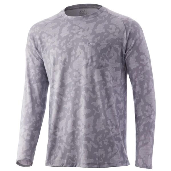 Huk Waypoint Running Lakes Long Sleeve Shirt Overcast Grey M - Precision Shot Firearms