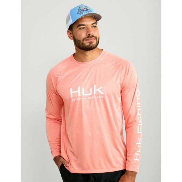 Huk Vented Pursuit Long Sleeve Shirt Fresh Salmon Heather M - Precision Shot Firearms