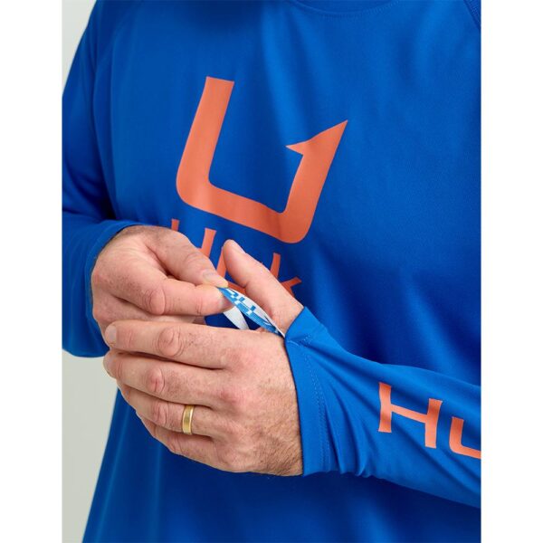 Huk Icon Crew Long Sleeve Shirt Ocean Blue S - Precision Shot Firearms