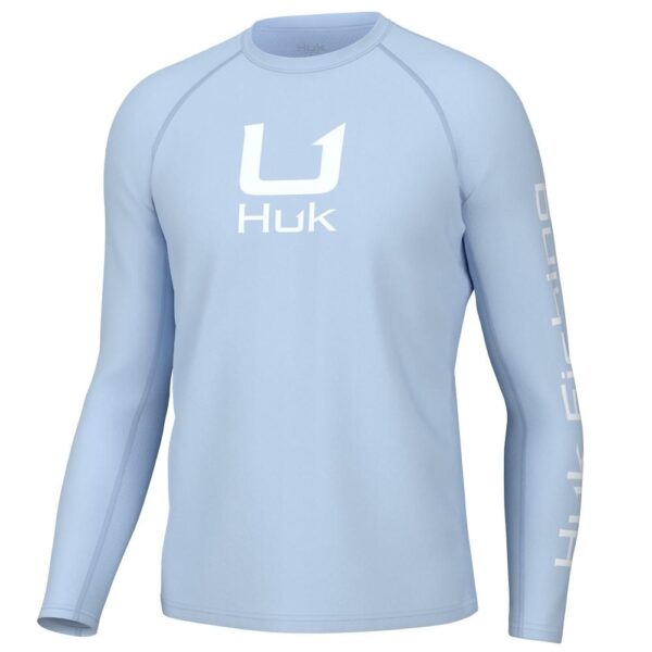 Huk Icon Crew Long Sleeve Shirt Ice Water M - Precision Shot Firearms