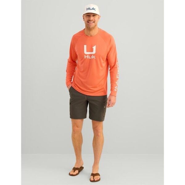Huk Icon Crew Long Sleeve Shirt Fresh Salmon M - Precision Shot Firearms