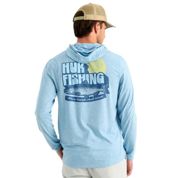 Huk Drift Long Sleeve Hoodie Shipyard Heather M - Precision Shot Firearms