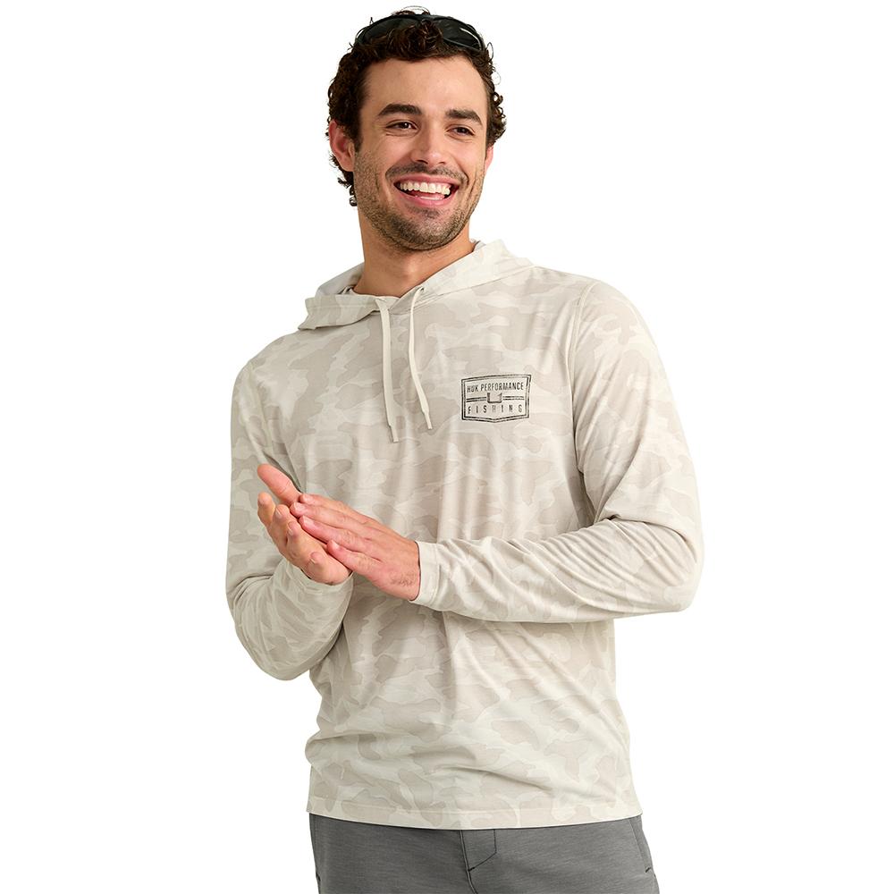 Huk Drift Performance Hoodie Long Sleeve Shirt Silver Birch Camo 2XL - Precision Shot Firearms