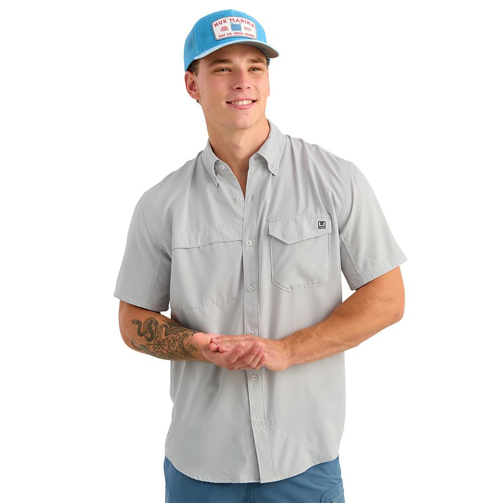 Huk Tide Point Short Sleeve Button Down Shirt Seagull S - Precision Shot Firearms