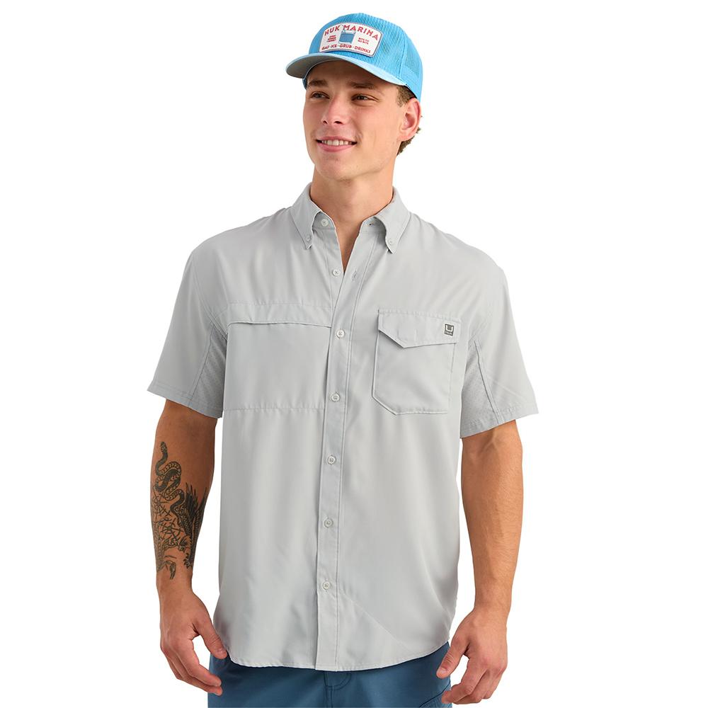 Huk Tide Point Short Sleeve Button Down Shirt Seagull 2XL - Precision Shot Firearms