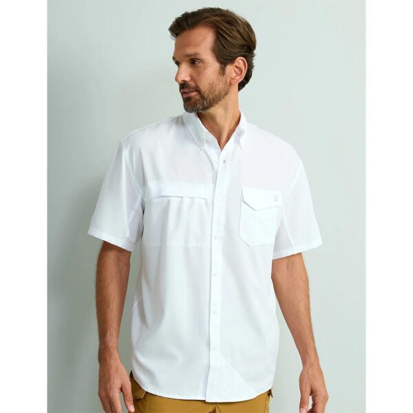 Huk Tide Point Short Sleeve Button Down Shirt White S - Precision Shot Firearms