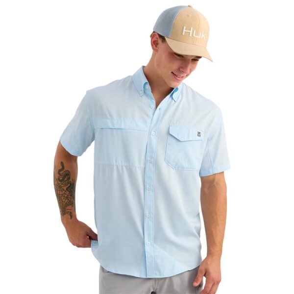 Huk Tide Point Short Sleeve Button Down Shirt Coastal Drift M - Precision Shot Firearms