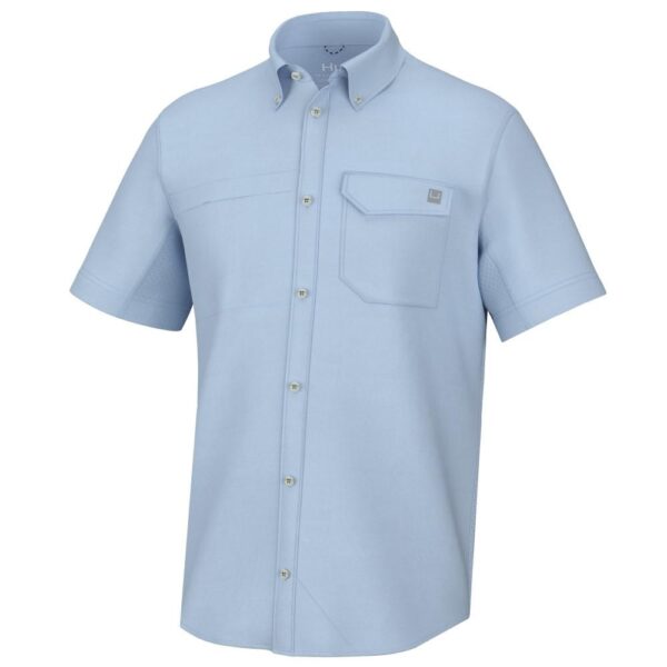 Huk Tide Point Short Sleeve Button Up Shirt Ice Water 2XL - Precision Shot Firearms