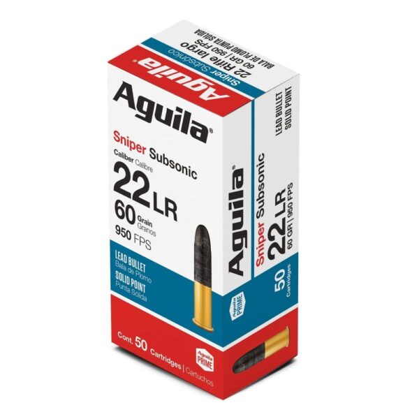 Aguila Sniper Subsonic Rimfire Ammuntion .22 LR 60 gr 950 fps 50/ct - Precision Shot Firearms