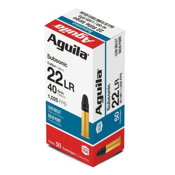 Aguila Subsonic Rimfire Ammunition .22 LR 40 gr. SP 1025 fps 50/ct - Precision Shot Firearms