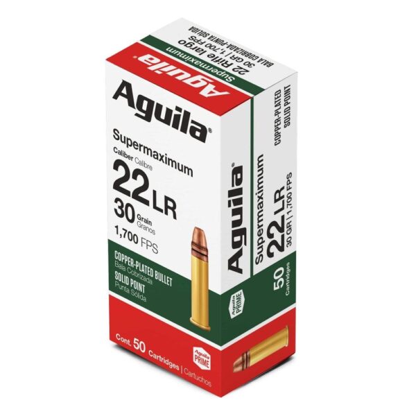 Aguila Super Maximum Rimfire Ammuntion .22 LR 30 gr CP 1700 fps 50/ct - Precision Shot Firearms